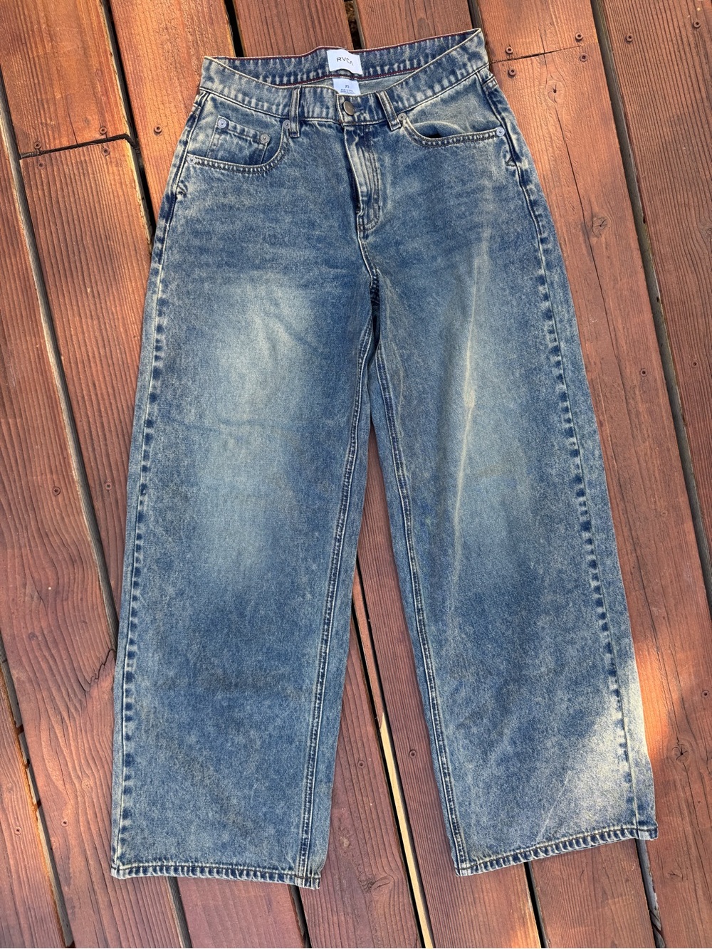 RVCA Women's Wide-Leg Faded Blue Jeans